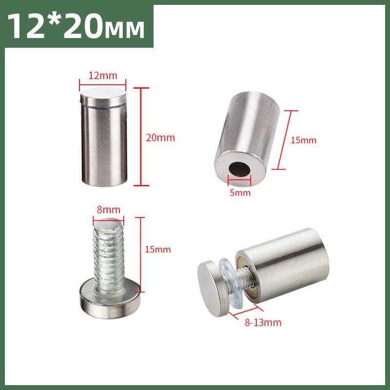 10-50pcs Advertising Nails 12x20/25/40mm Stainless Steel Screw for Wall Mount Glass/Acrylic Sign Standoff Fixing Screws Hardware