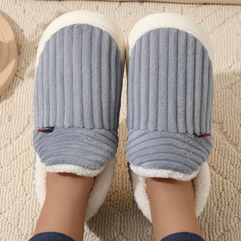 Хлопковые туфли на каблуке с одной пуговицей, женские зимние, для дома, комфортные и теплые, на толстой подошве, нескользящие хлопковые тапочки, Циси