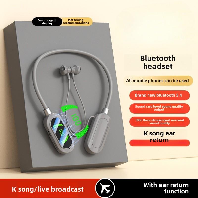 Беспроводная Bluetooth-гарнитура с цифровым дисплеем, долгий режим ожидания, подвесная шейная гарнитура с функцией возврата уха K Song Live