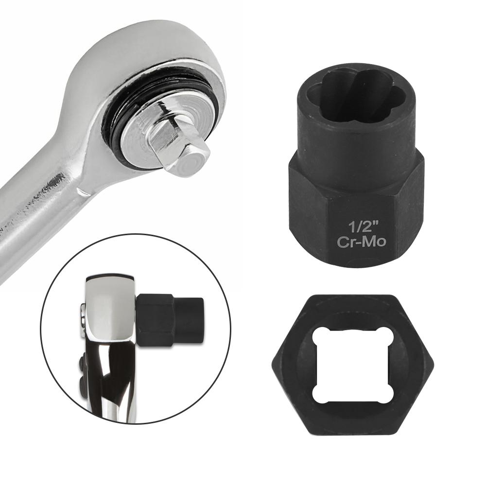 Damaged Stripped Nut and Bolt Remover Kit 3/8" Impact Bolt Nut Screw Remover Tool Set Nut Extractor Socket Socket Wrench 13PCS