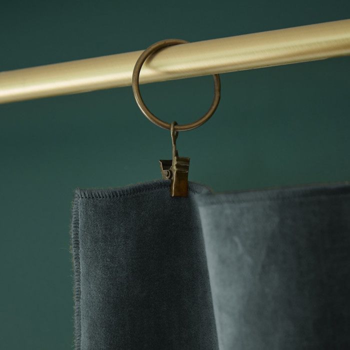 Rideau ajustable + 8 anneaux pince "César" 140 x 270 cm Velours de Coton - César Ardoise