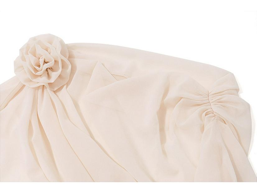 Trendy Chiffon Floral Mesh Off-Shoulder Long-Sleeve Top for Women