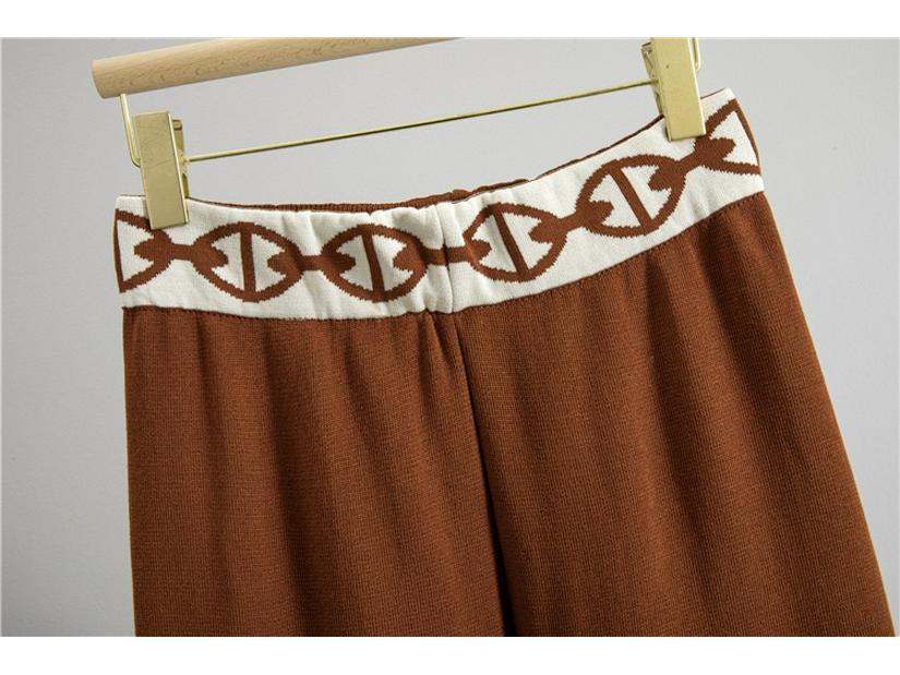 Женский летний вязаный топ и брюки с высокой посадкой