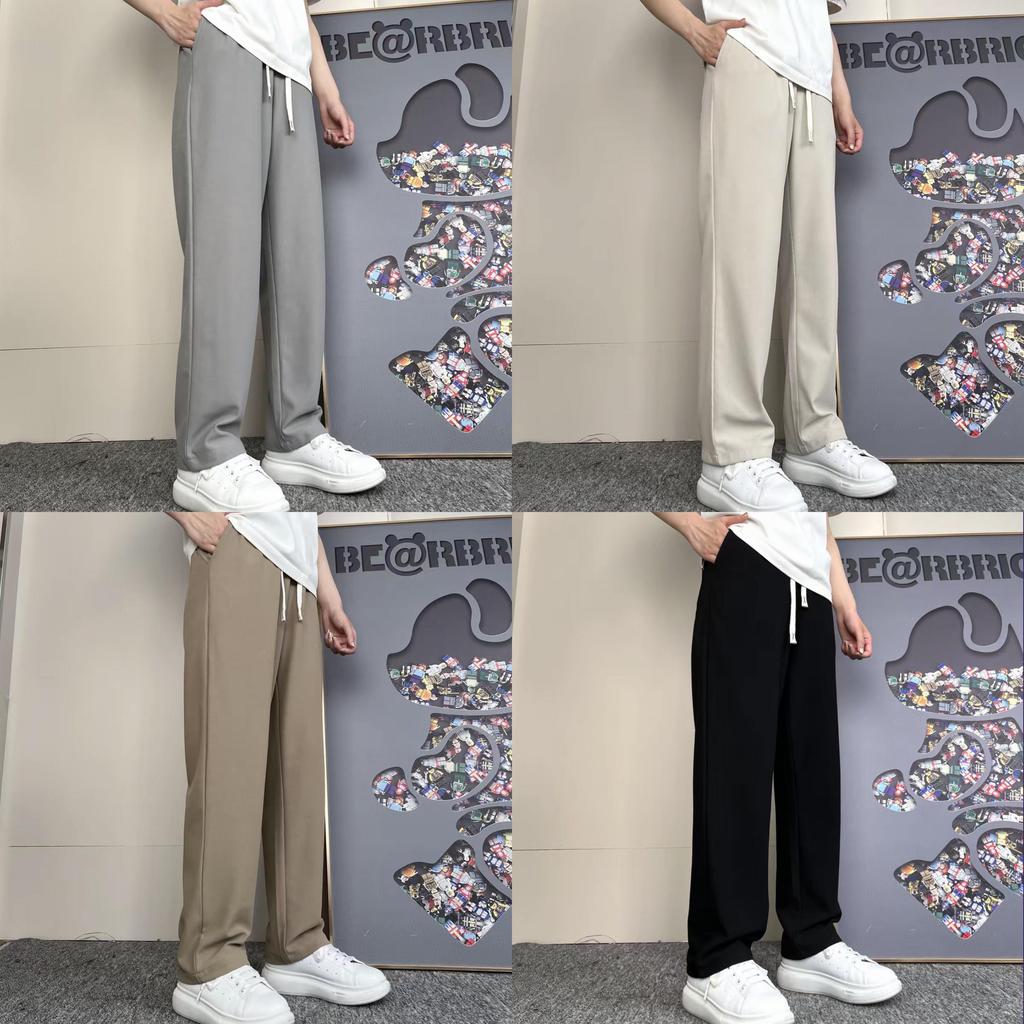 Men Casual Pants With Elastic Waist And Straight Leg For Winter Lounge Comfort