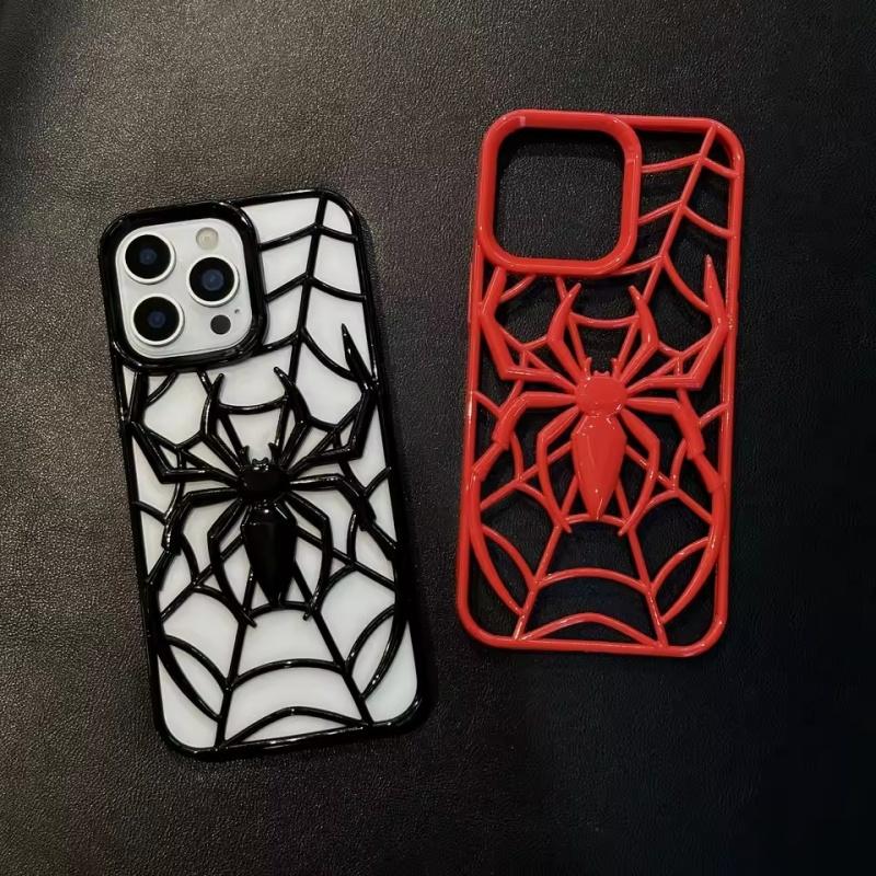 2025 Cool 3D Spider Hollow Dissipate Heat Phone Case For iPhone16 15 14 13 12 11 Pro Max Plus Shockproof Soft Silicone Cover