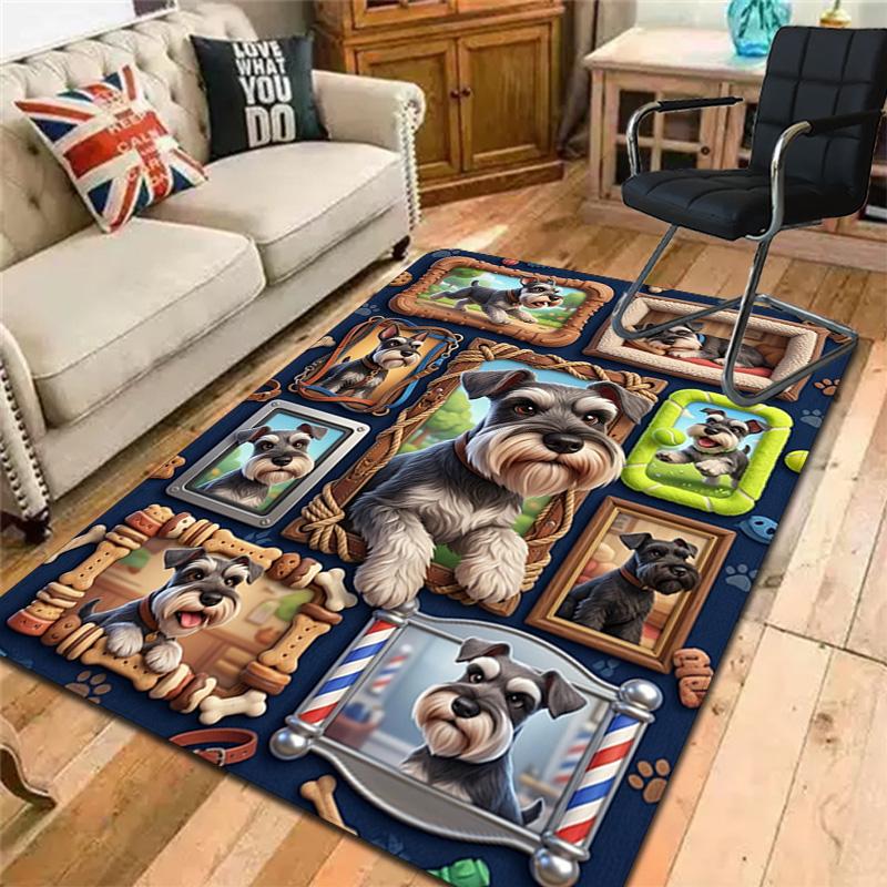 Schnauzer Frames Collage Pattern Rug Floor Mat for Living Room or Bedroom Soft and Comfortable Carpet a Gift for Birthday and Holiday.