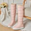Fashion Winter Warm Pink White Snow Boots Women Shoes 2025 Low Heels Knee High Boots Female Platform Plush Long Boats Mujer Black 34-43