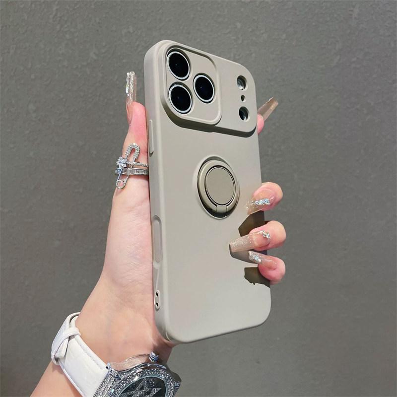 Противоударный чехол для телефона с подставкой-кольцом для iPhone 17 Air 16e 15 14 13 12 11 Pro Max Plus Xs XR Mini Матовый силиконовый мягкий чехол