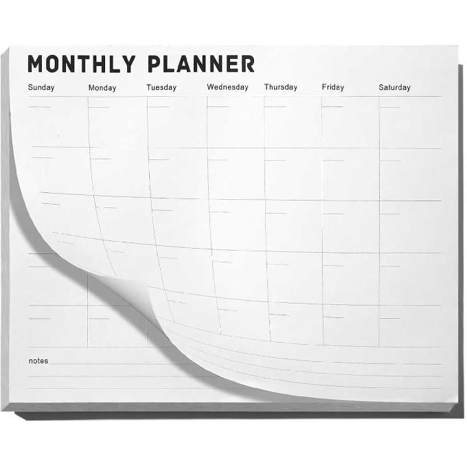 Monthly Planner Notepad - Undated 52 Sheets Desk Calendar, A4 (8"x11") Planning Pad for Office, Home, School, Fitness, Meal & Project Organization