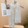 Breathable Embroidered Flower Shawl Polyester Lace Thin Headscarf Long Hijab Scarf  Neck Decoration