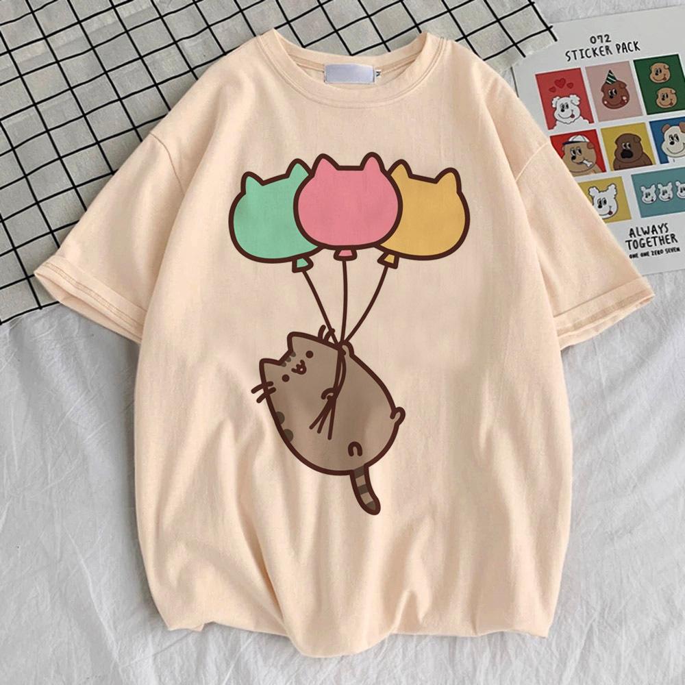 Футболка Pusheen Женская Ретро 80-х Цветная Цифровая Университетская Удобная футболка Университетский Панк Пастельная 2000-х Цветная Графическая