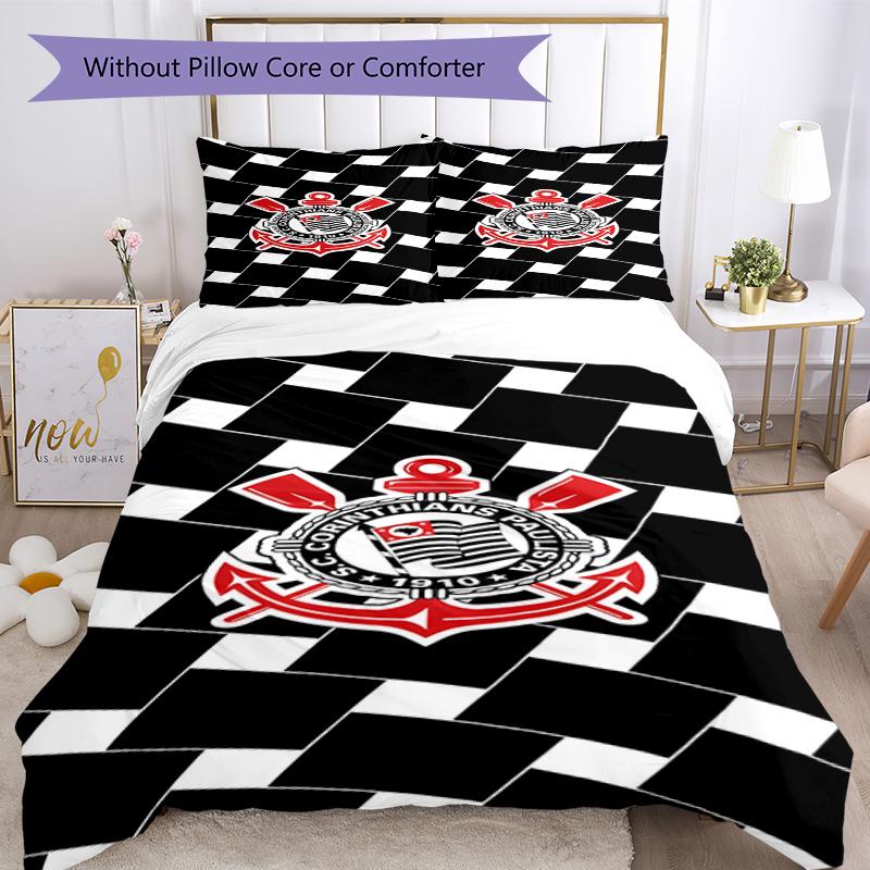Sport Club Football Crest Printed Pattern Duvet Cover Set – includes 1 duvet cover and 2 matching pillowcases Bedroom decor Christmas gifts
