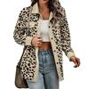 Women Spring Autumn Thin Shirt Coat Lapel Long Sleeve Single Breasted Leopard Patchwork Color Loose Fit Jacket Outwear