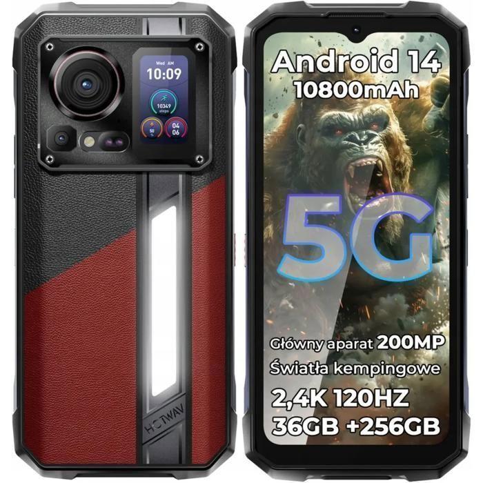 Смартфон HOTWAV Hyper 7 Pro 5G Прочный 36 ГБ+256 ГБ 6,6" FHD+ 10800 мАч Камера 200 МП Телефон Android 14 IP68/NFC/GPS/OTG Красный