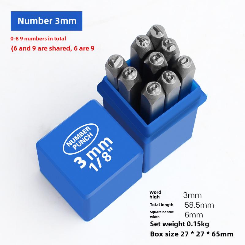 Набор стальных штампов 3-12 мм: Дырокол для букв, цифр и символов