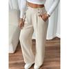Женские элегантные брюки с высокой посадкой и широкими штанинами, удобные для повседневной носки или офиса, брюки свободного кроя