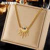DIEYURO 316L Stainless Steel Blue Eyes Pendant Necklace For Women New Vintage Girls Clavicle Chain Zircon Birthday Gifts Bijoux