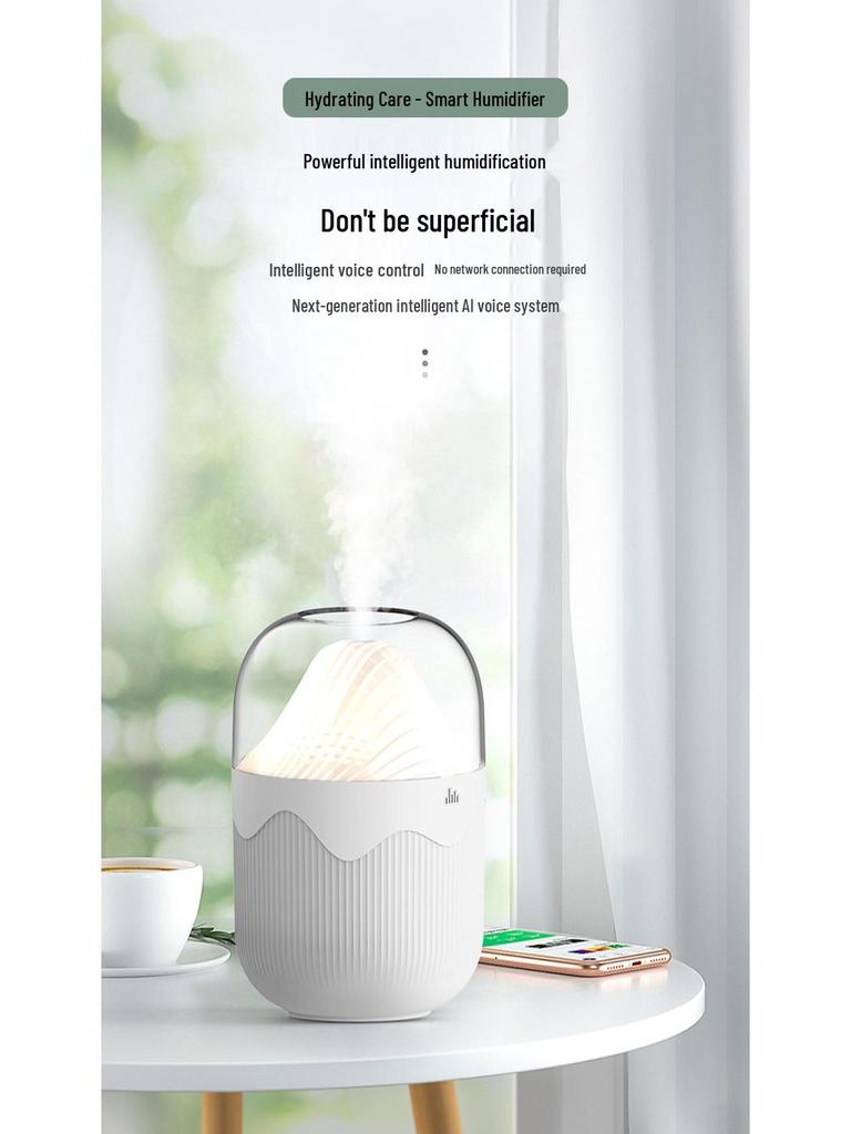 Compact Silent Humidifier: Portable Mini Air Purifier for Bedroom with Large Fog and Easy Water Refill
