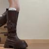 Maillard platform belt buckle boots women's 2025 new autumn and winter retro height increase but knee high knight boots