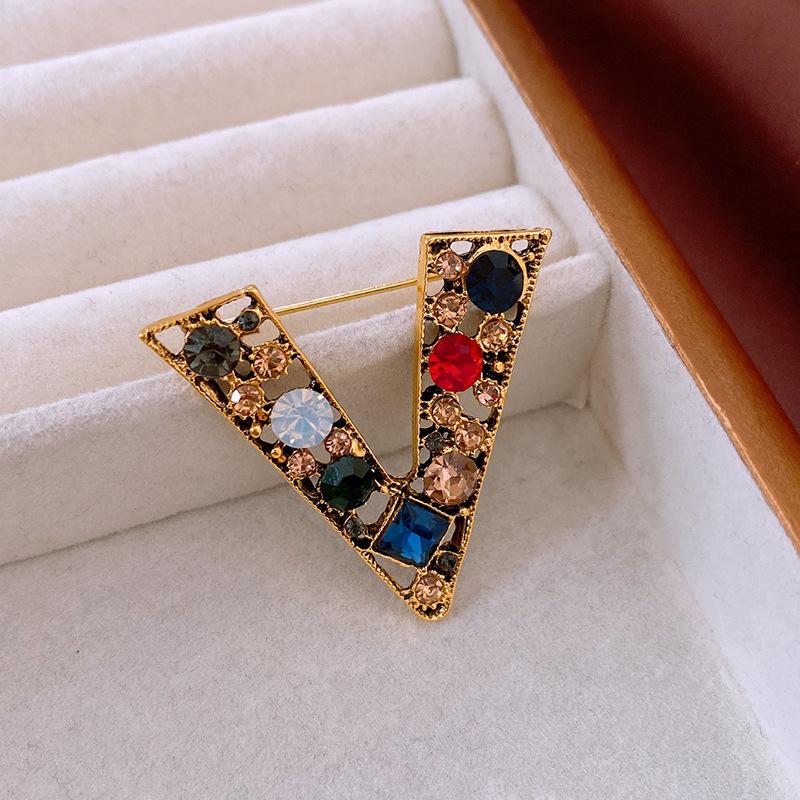 Средневековая винтажная брошь с бриллиантовой буквой - ретро-роскошные украшения для женщин высокого класса