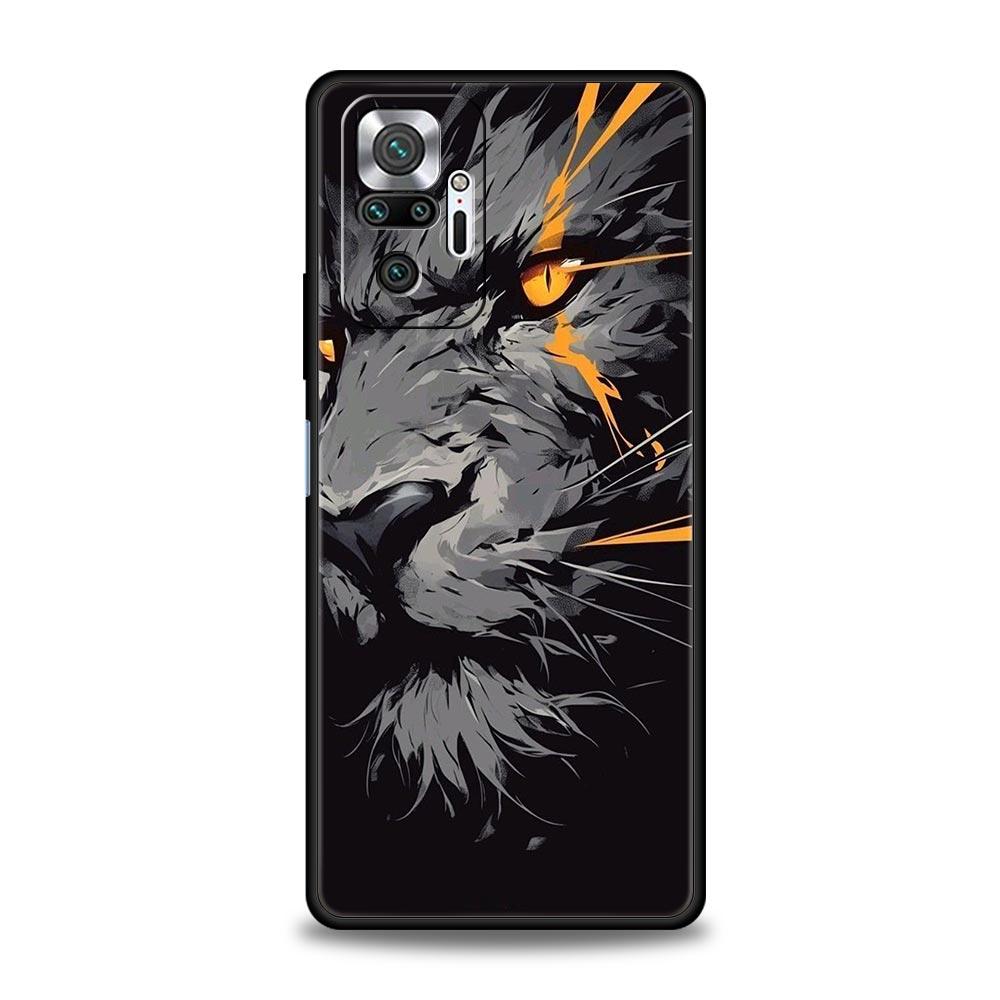 Cross Pattern Bicolor Lion Phone Case Cover for Redmi 14C 10C Note 15 14 13 12 10 11 K40 Pro Plus 5G Soft TPU Shockproof Fundas