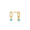 Linked Drop Turquoise Stud 925 Silver Earrings E033-02G