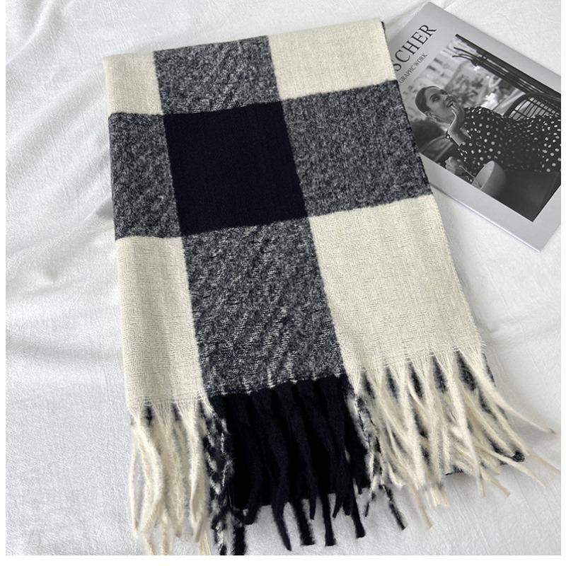 Wool Plaid Scarf for Women's Winter Warmth, Versatile Shawl, Birthday Gift, Holiday Gift, Pure Wool Scarf