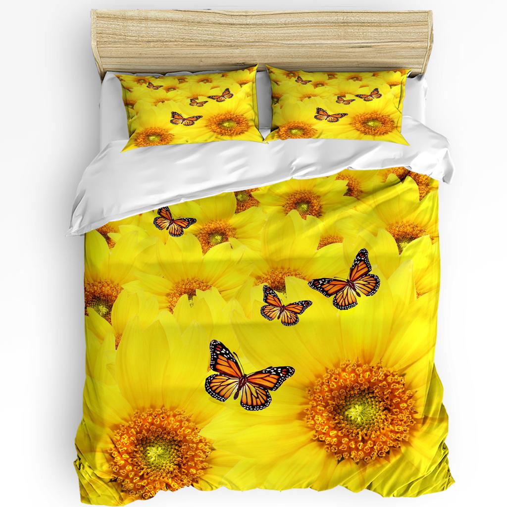 Nature Bedding Set For Bedroom Bed Home Floral Print with Sunflowers In a Field Summer Ga Duvet Cover Quilt Cover And Pillowcase
