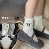 Ladies Spring and Autumn Fungus Lace Bow Embroidery Medium Tube Pile Pile Cotton Socks