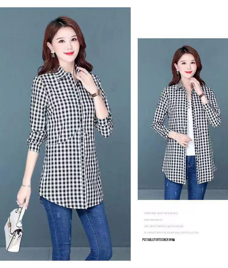 Летняя рубашка свободного кроя из хлопка в клетку в стиле ретро с карманами, длинными/короткими рукавами