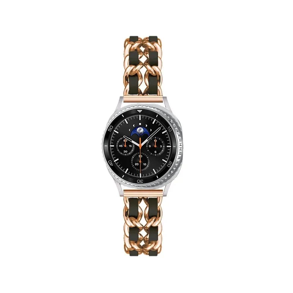 Металлический+Кожаный ремешок для Samsung Galaxy Watch 8 Classic 46мм/Ultra 47мм Модный браслет для Galaxy Watch 8 44мм 40мм Спортивный ремешок