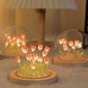 Multicolor Tulip Night Light Glass Plastic Luminous Table Lamp  Valentine's Day Gift