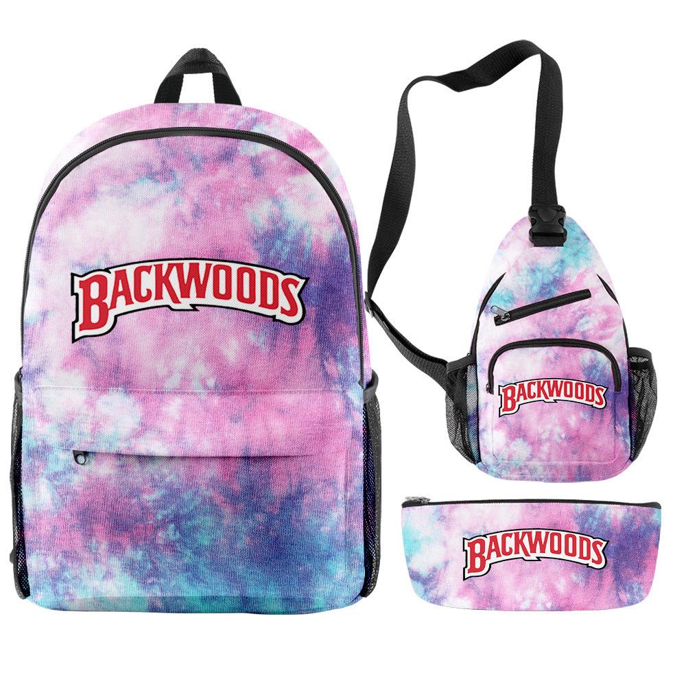 Backwoods Cigar 3D Цифровая Печать Модный Кампус Уличный Рюкзак Набор из Трех Предметов