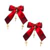 Onoderaya Penguin Land Flickering Cross Rosary Prayer Ribbon Gold Hair Clip Set of 2 (Wine Red)