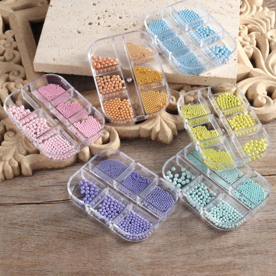 6 сеток/коробка ювелирных изделий для ногтей. Изысканные легкие многоцветные макароны «сделай сам», полный круглый жемчуг для дизайна ногтей.