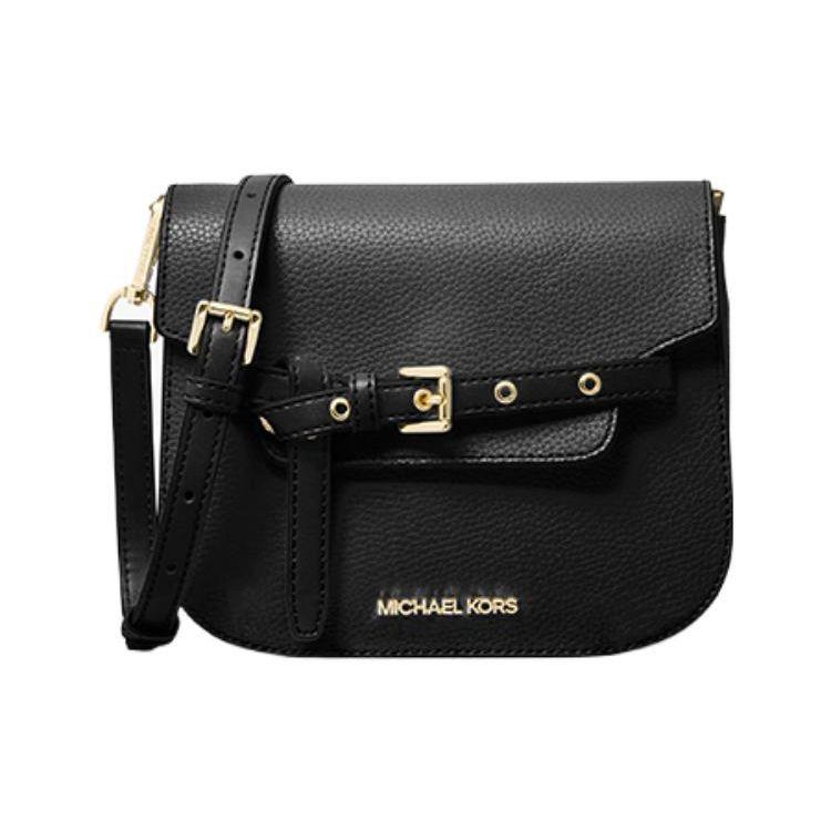 Michael Kors MK Emilia Fashion Minimalist Logo Leather Crossbody Bag Small Women Bags Black 35S2GU5C1L-001