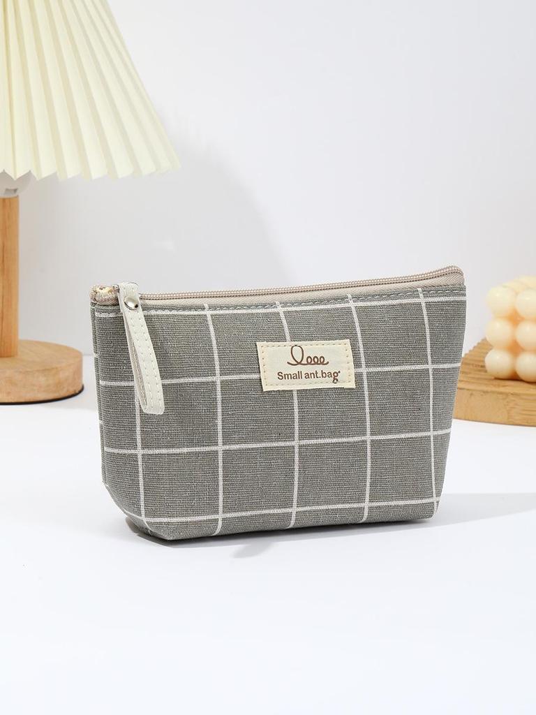 3D Linen Makeup Bag with Zipper - Multifunctional Coin, Phone & Key Holder
