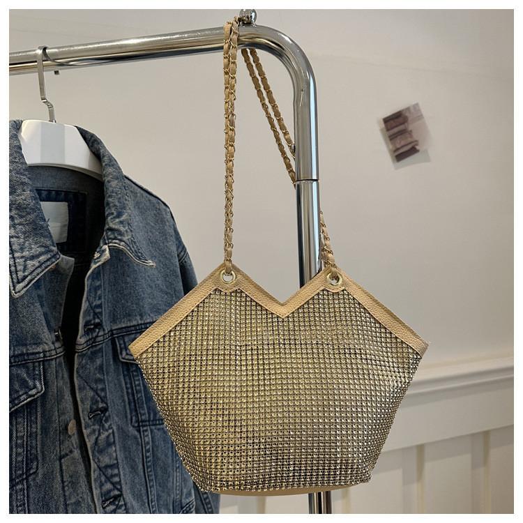 Модная сумка большой вместимости со стразами 2024 весна-лето новая повседневная стильная на плечо тоут