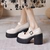 Женские туфли Мэри Джейн на толстом каблуке, весенние, новые, винтажные, на платформе, в стиле Лолиты, для женщин, увеличенные, для студентов, неглубокие женские туфли-лодочки