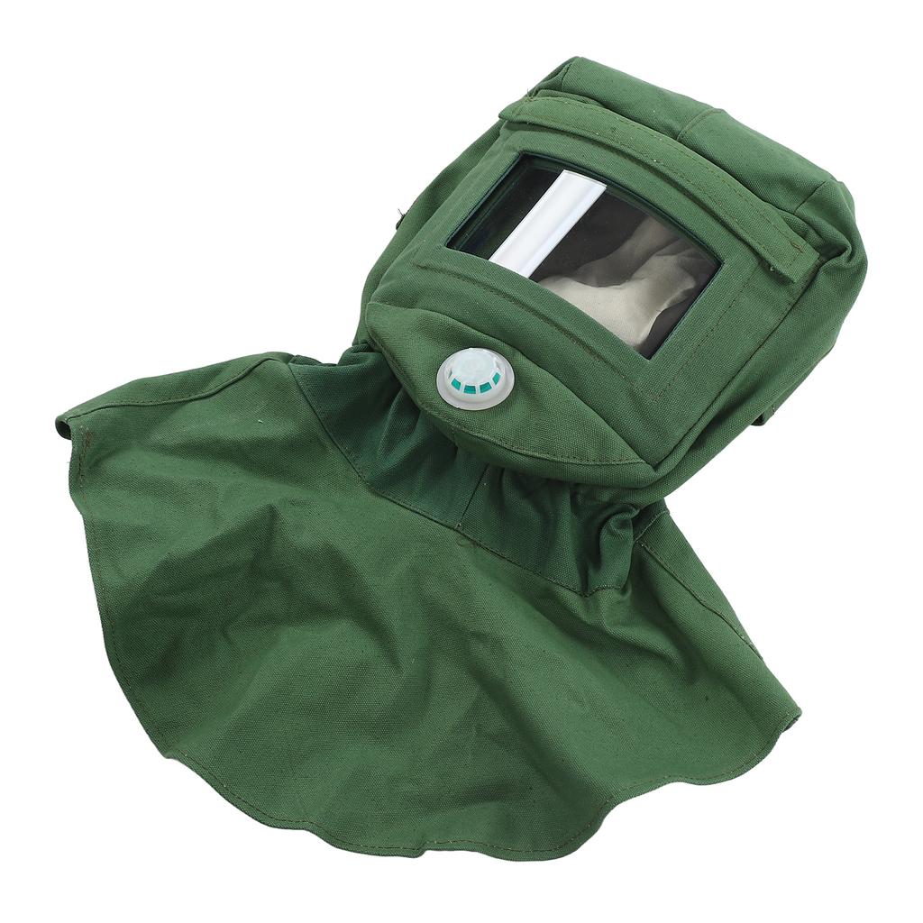 Sand Blasting Hood Cap Face Shield Vent Dustproof Windproof Canvas Shawl Cut Scratch Heat Resistant Neck Protector