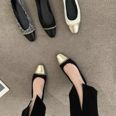 Модная женская обувь на плоской подошве 2025 Весна и Осень Французская цепочка Модные туфли-лодочки Большой размер Женская обувь 42 43 44 Лоферы Женские