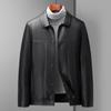 Fashion Collar Leather Jacket Thin Middle Aged Men's Top Business Casual Home Wear