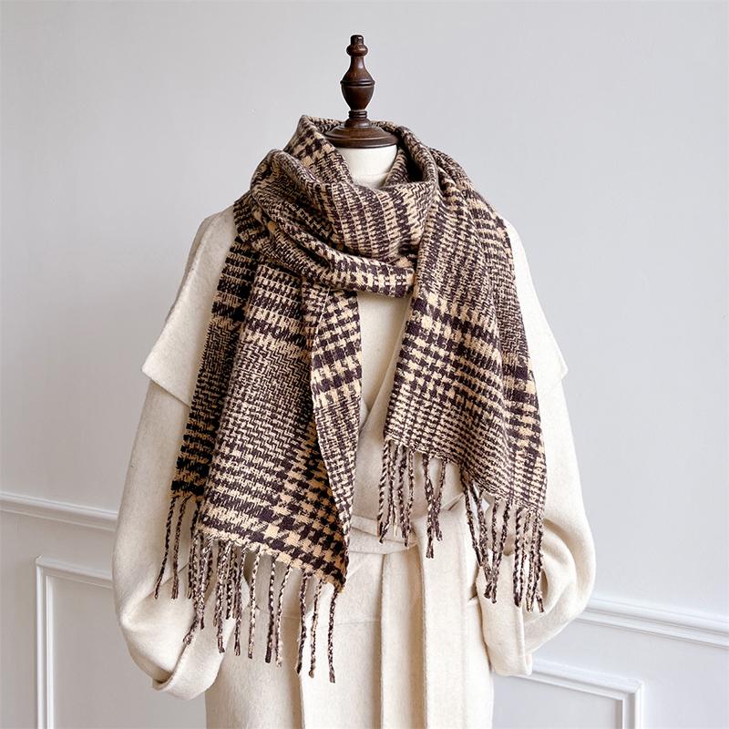 Autumn Luxury Women Plaid Scarves 180*30cm Men Thicken Warm Scarf Classic Plaid Tassel Shawl Cashmere Imitation Poncho Stoles