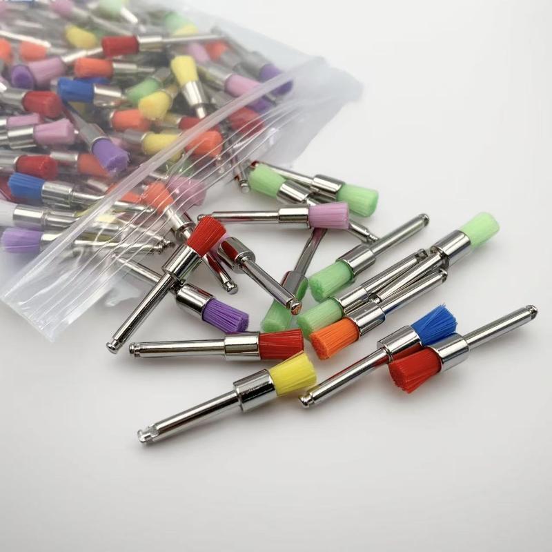 100Pcs/Pack Disposable Dental Polisher Nylon Bristle Brush Polishing Brushes Teeth Whitening Prophy Brushes Dentist Materials