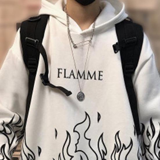 Мужское осеннее худи с принтом пламени, капюшоном, длинными рукавами, мягкое, теплое, свободного кроя, в стиле хип-хоп, зимнее худи для школы