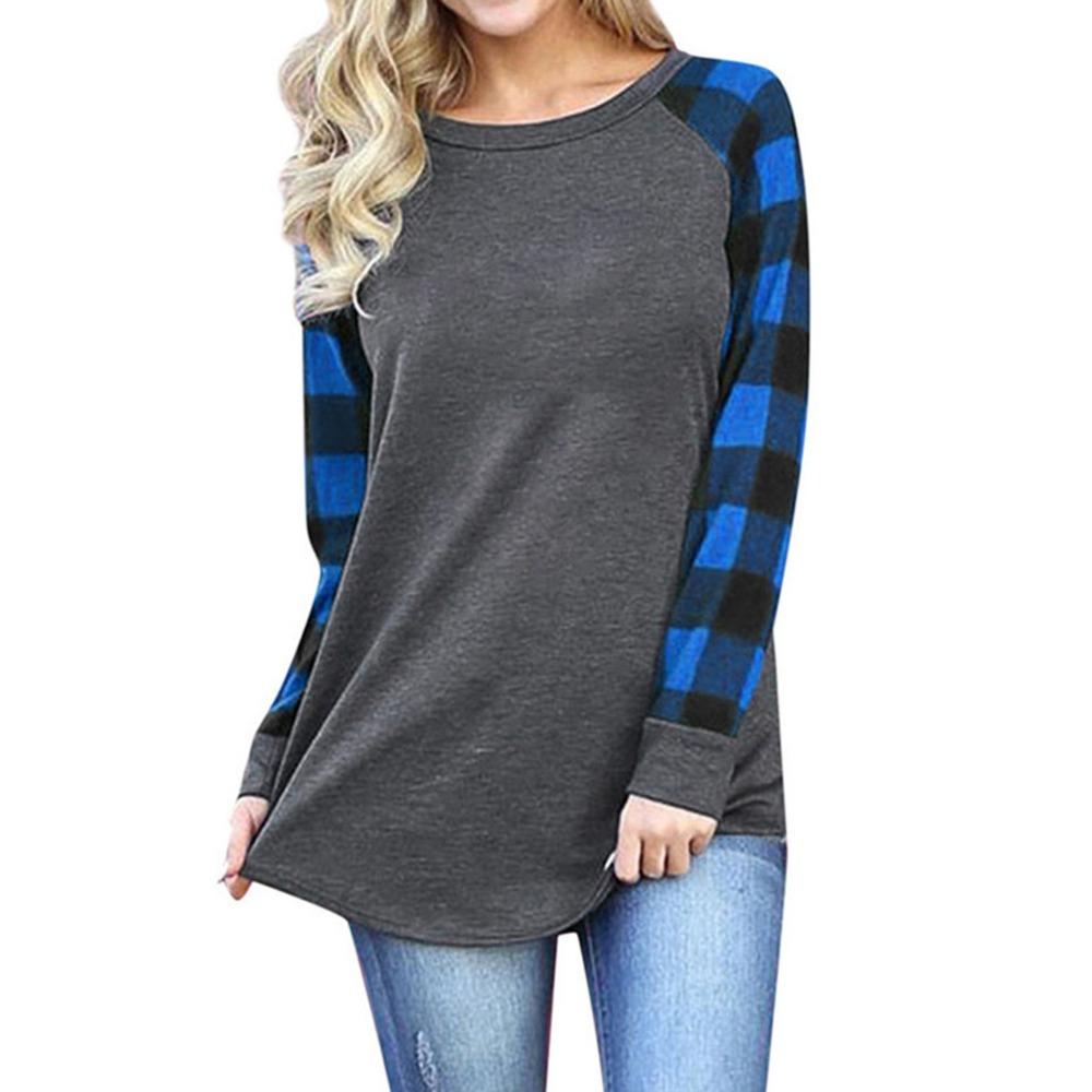 HNXC Женская мода повседневная осень-зима с длинным рукавом и круглым вырезом блузки и рубашки