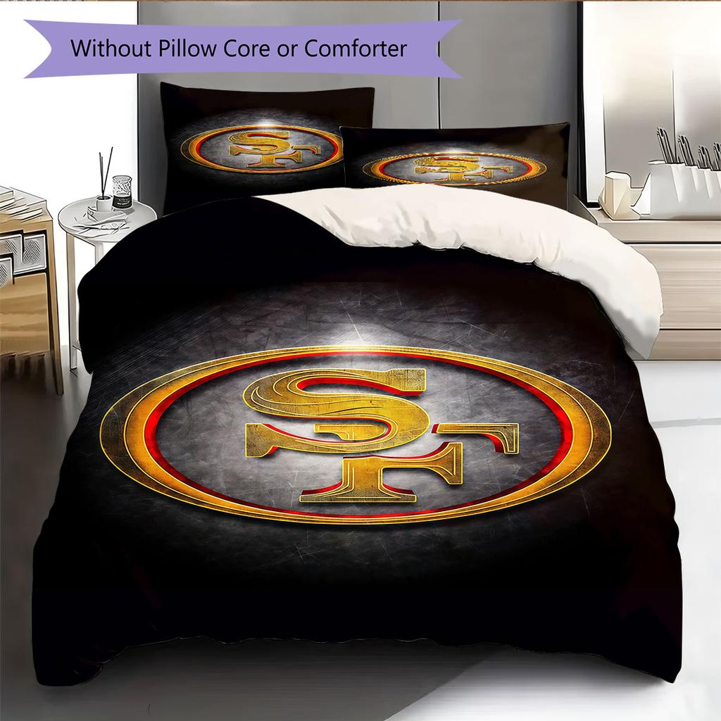 49ers logo Pattern Bedding Home Decoration Birthday Gift ( 1 duvet cover + 2 pillowcase, without core),fan merchandise.