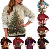 Women's Casual Fashion Round Neck Plus Velvet Thickened Christmas Print Sweatshirt