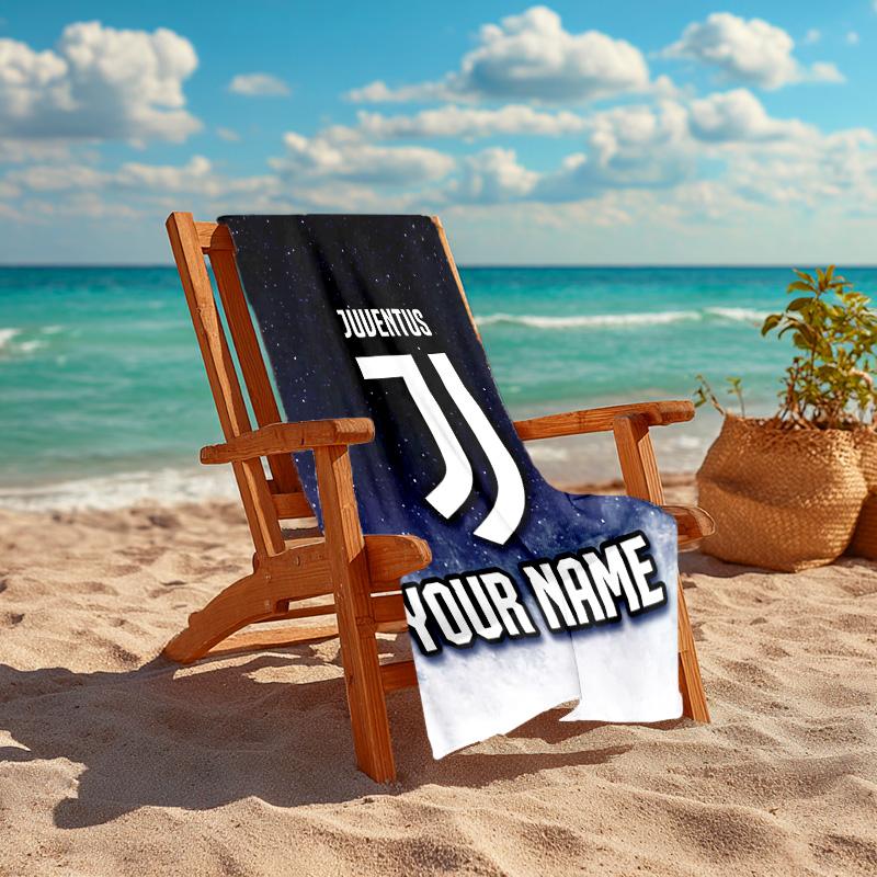 Personalized customized proof beach towel with Juventus logo pattern - soft, absorbent,quick-drying,perfect