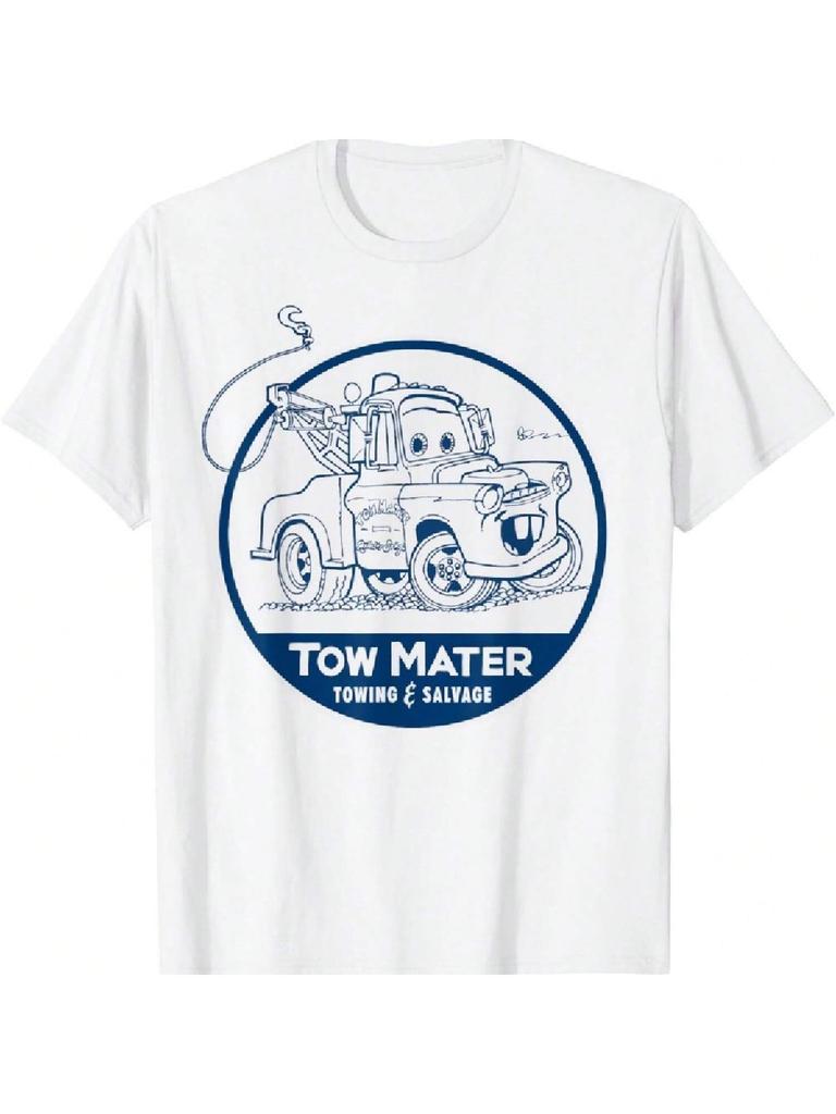 Pixar Cars Tow Mater Salvage Vintage Sketch Badge T-Shirt